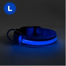 Guler LED - functioneaza cu baterie - marime L - albastru