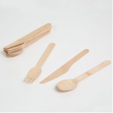 Set tacâmuri din lemn - furculițe, linguri, cuțite - 12 piese / pachet