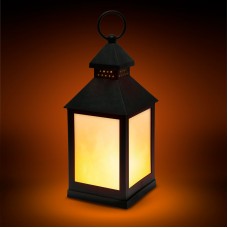 Lampă felinar LED cu baterii, model imitaţie de flacără - negru