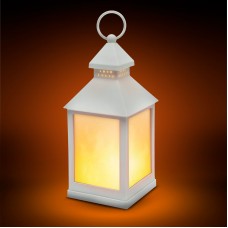 Lampă LED cu baterii, model imitaţie de flacără - alb