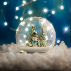 Glob de sticlă cu LED - de Crăciun - om de zăpadă+pin