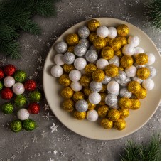Ornament de Crăciun - bile cu sclipici, din polispumă - 20 mm - 2 tipuri