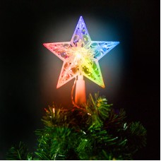 Ornament de pom de Craciun, model stea, 10 LED-15 cm, RGB, 2xAA