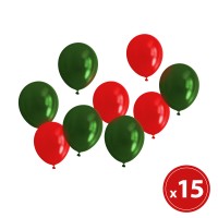 Set baloane - roșu, verde -metalic - 15 piese / pachet