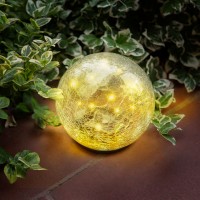 Lampă solară sferă sticlă - 15 cm - 20 LED alb cald