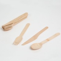 Set tacâmuri din lemn - furculițe, linguri, cuțite - 12 piese / pachet