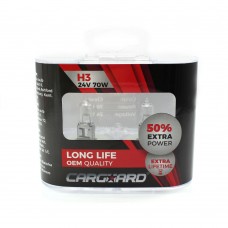 Carguard- Set de 2 becuri Halogen 24V -  H3, 70W, +50% Intensitate - LONG LIFE